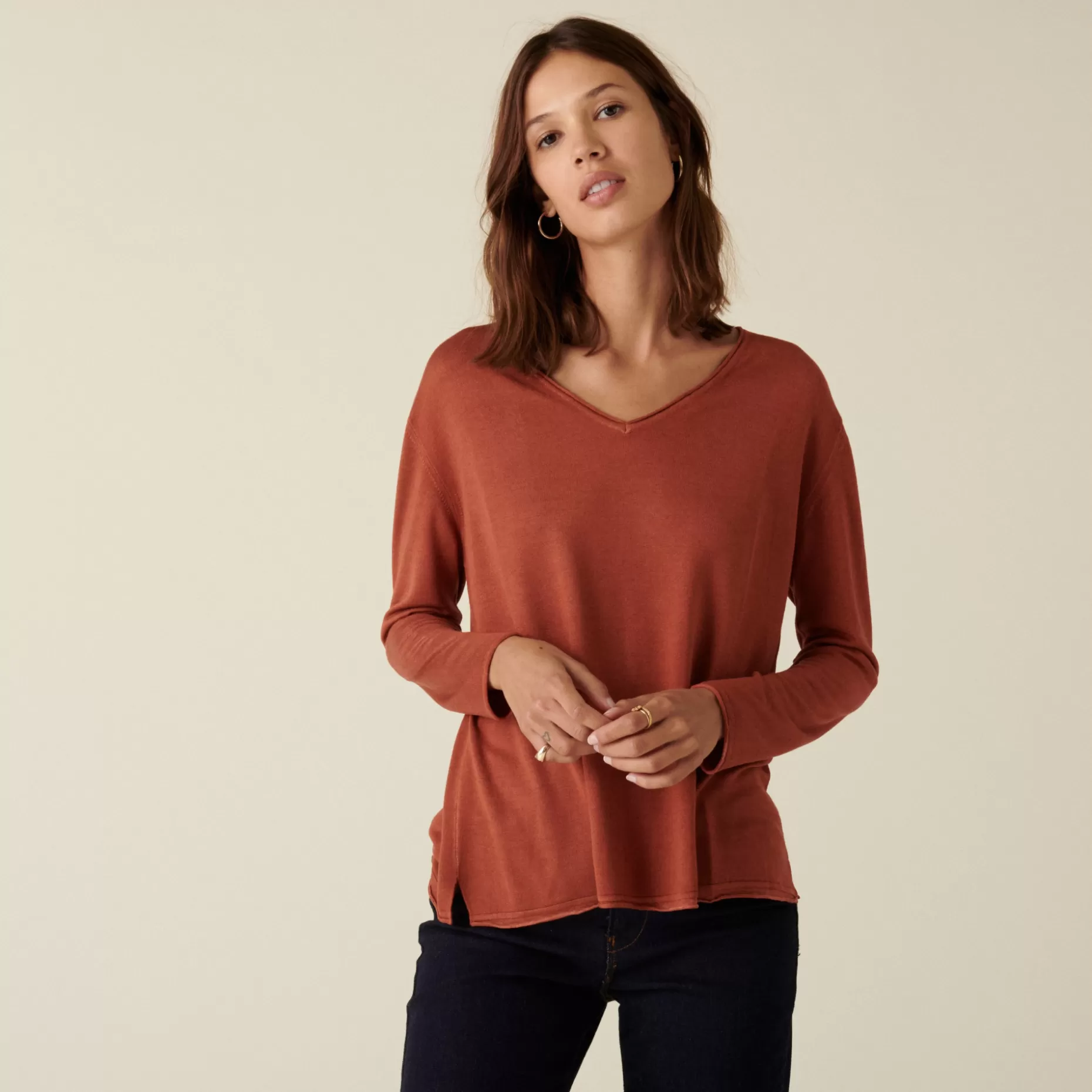 Maison Montagut T-Shirt Manches Longues En Bambou Cachemire A Fentes - Aelys>Femme T-Shirts