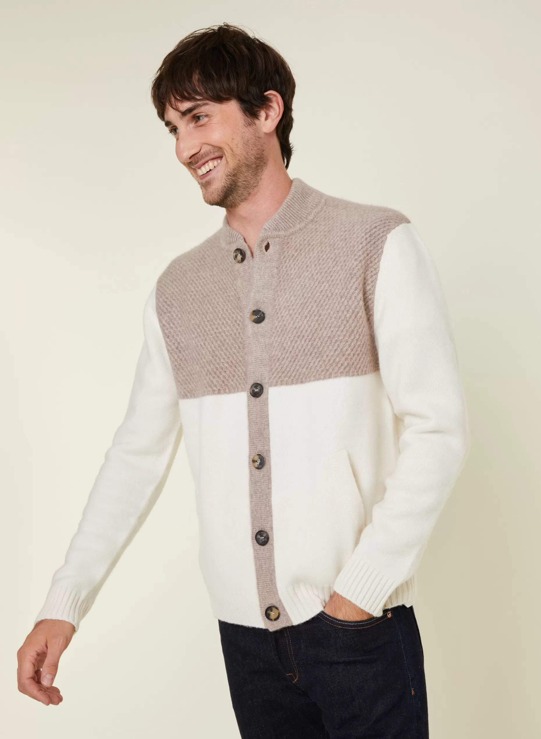 Maison Montagut Veste Boutonnee A Poches En Cachemire 4 Fils - Farell>Homme Vestes Et Gilets