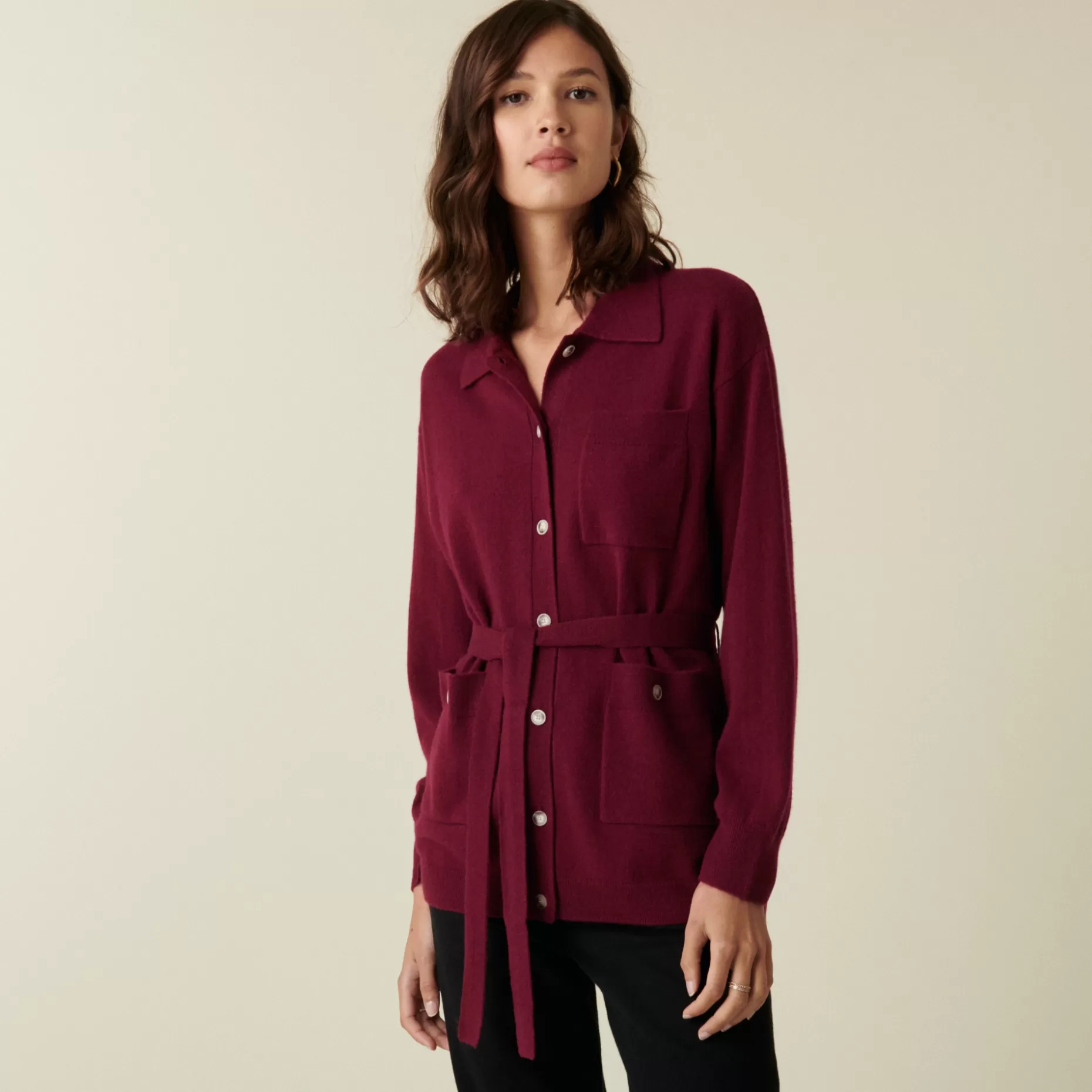 Maison Montagut Veste Boutonnee En Cachemire Col Polo - Clemence>Femme Vestes Et Gilets